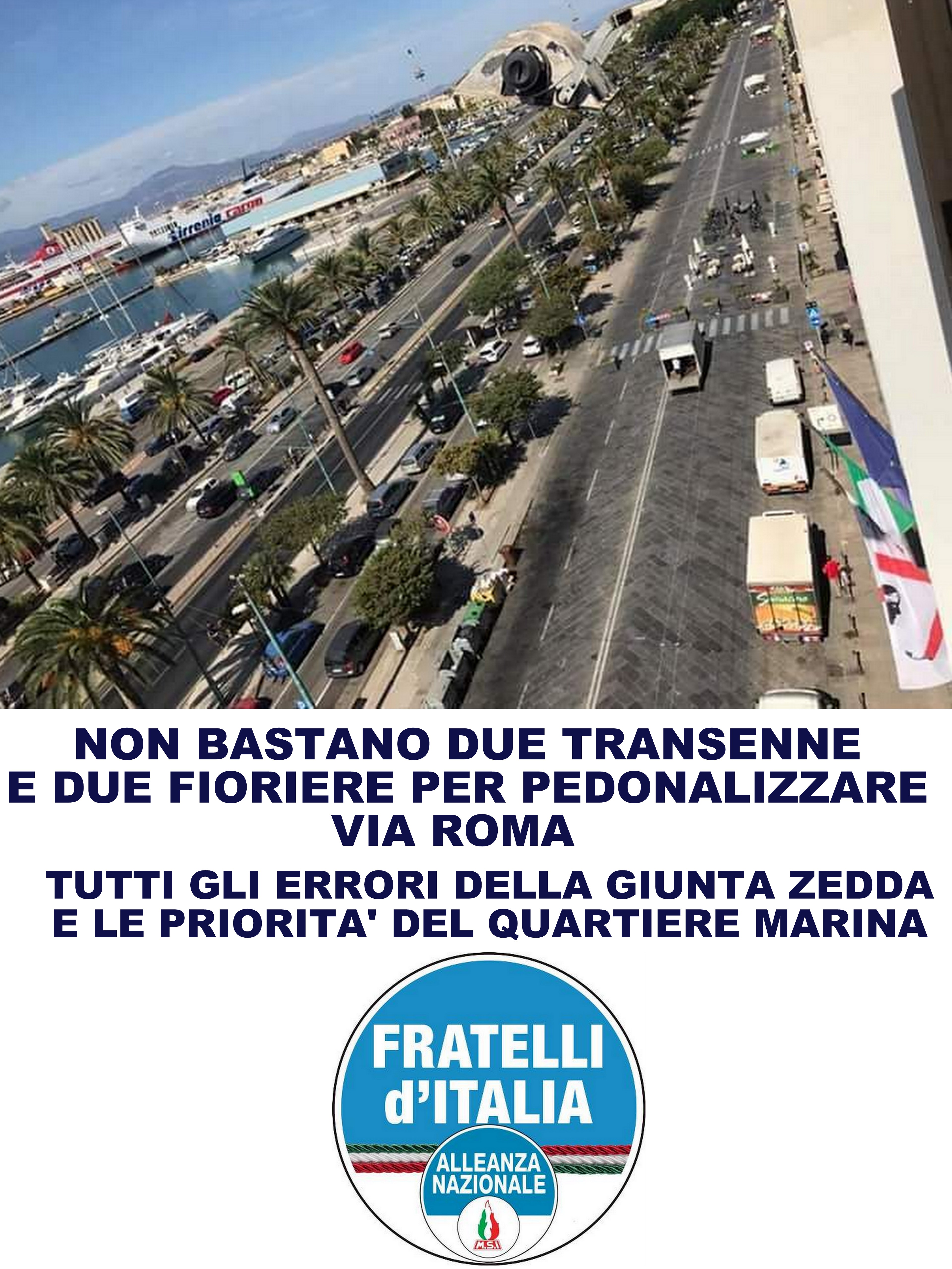 “Zedda, basta via Roma pedonale: non bastano due fioriere”