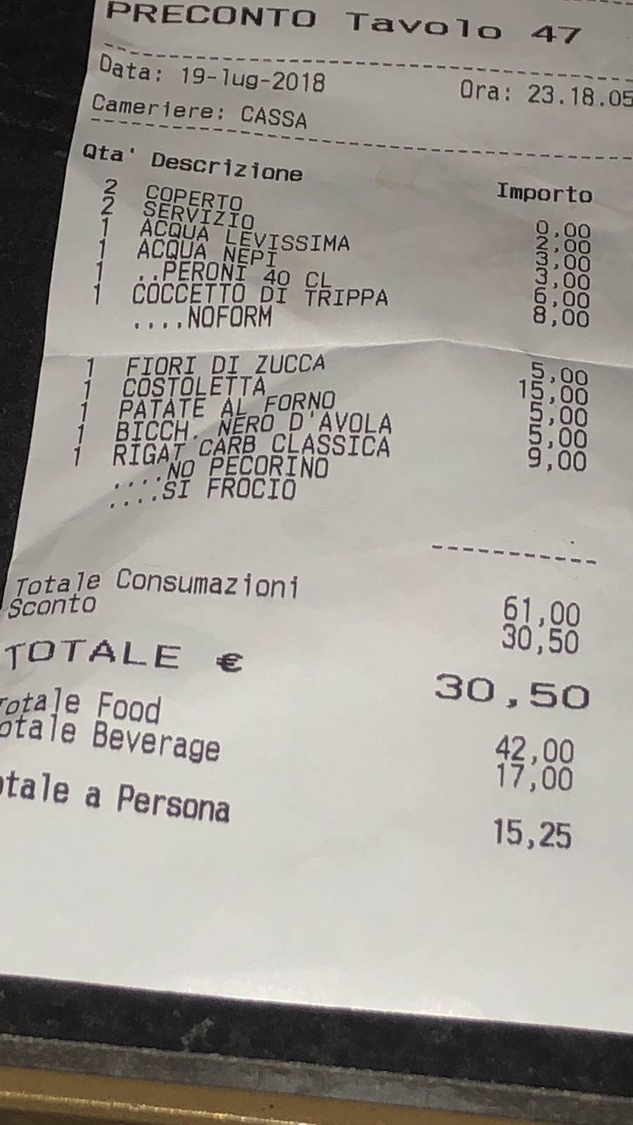 Coppia gay offesa in un ristorante romano, scontrino choc: “No pecorino, sì fr***”