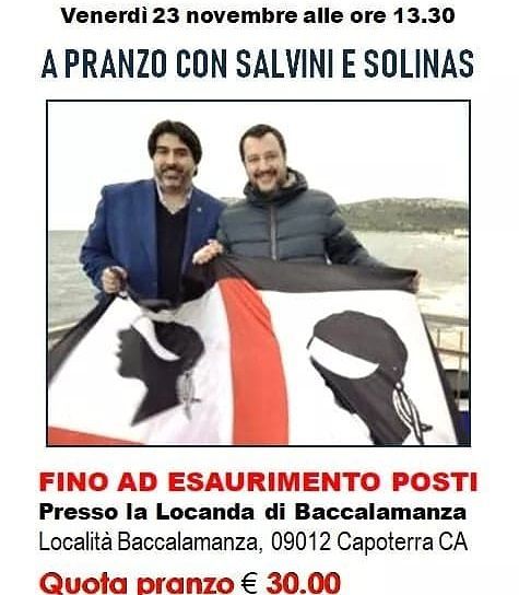 Capoterra, 30 euro per pranzare con Salvini al ristorante