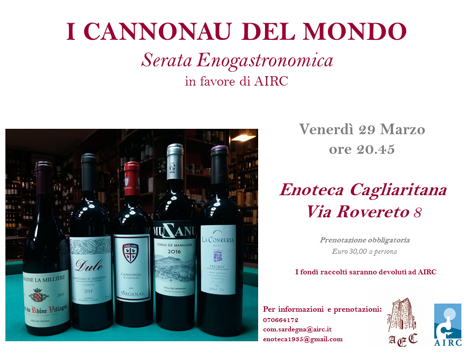 Cagliari, serata enogastronomica per sostenere la ricerca contro il cancro