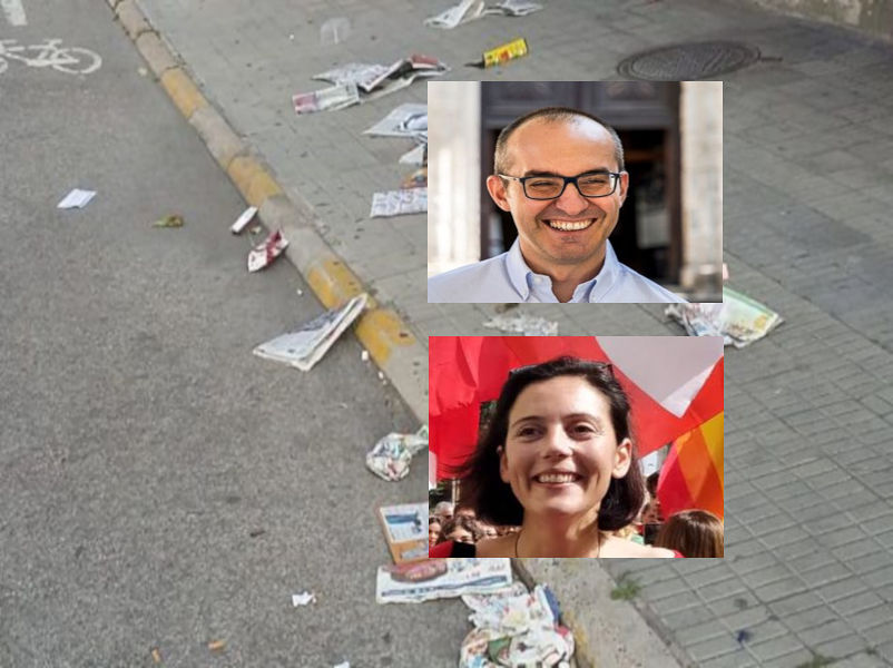 Volantini e sporcizia a Cagliari, duello Truzzu-Ghirra: “Colpa del porta a porta”, “Possibile rimuovere le cassette pubblicitarie”