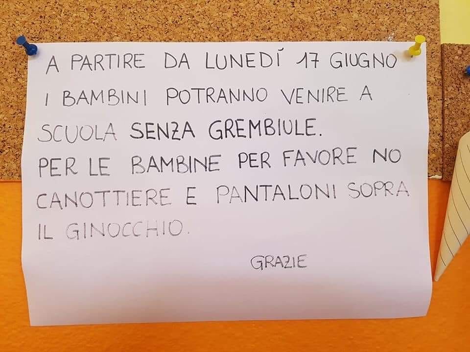 “Bambini a scuola senza grembiule, le bambine senza canottiere e pantaloni troppo succinti”