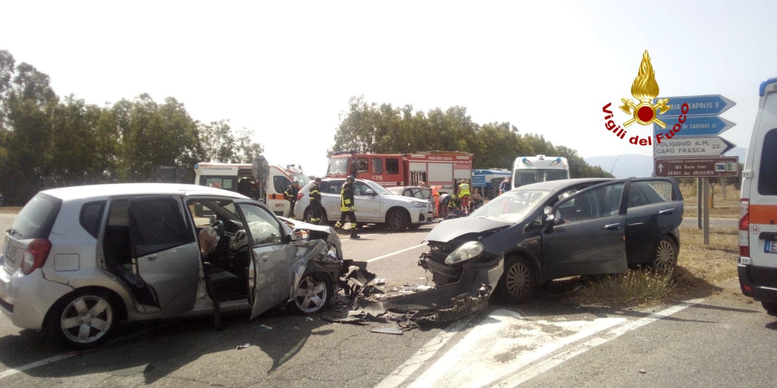 Brutto incidente a Guspini, ci sono feriti: sul posto vigili del fuoco ed elisoccorso