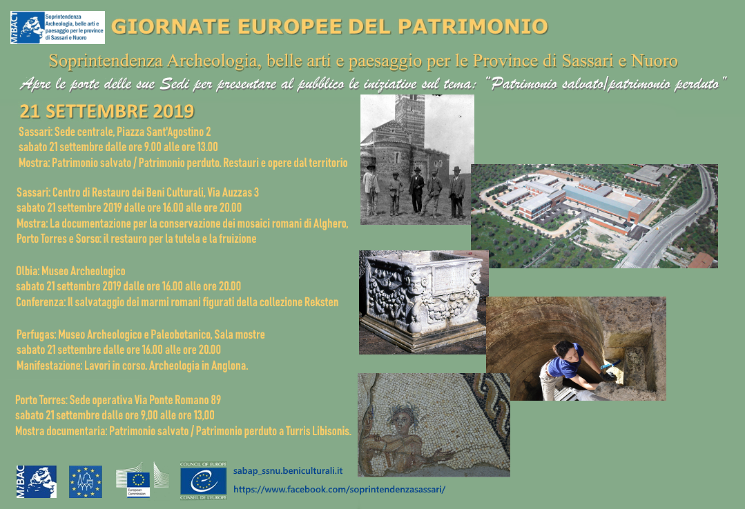 21 e 22 settembre, Giornate Europee del Patrimonio: le iniziative a Sassari e Nuoro
