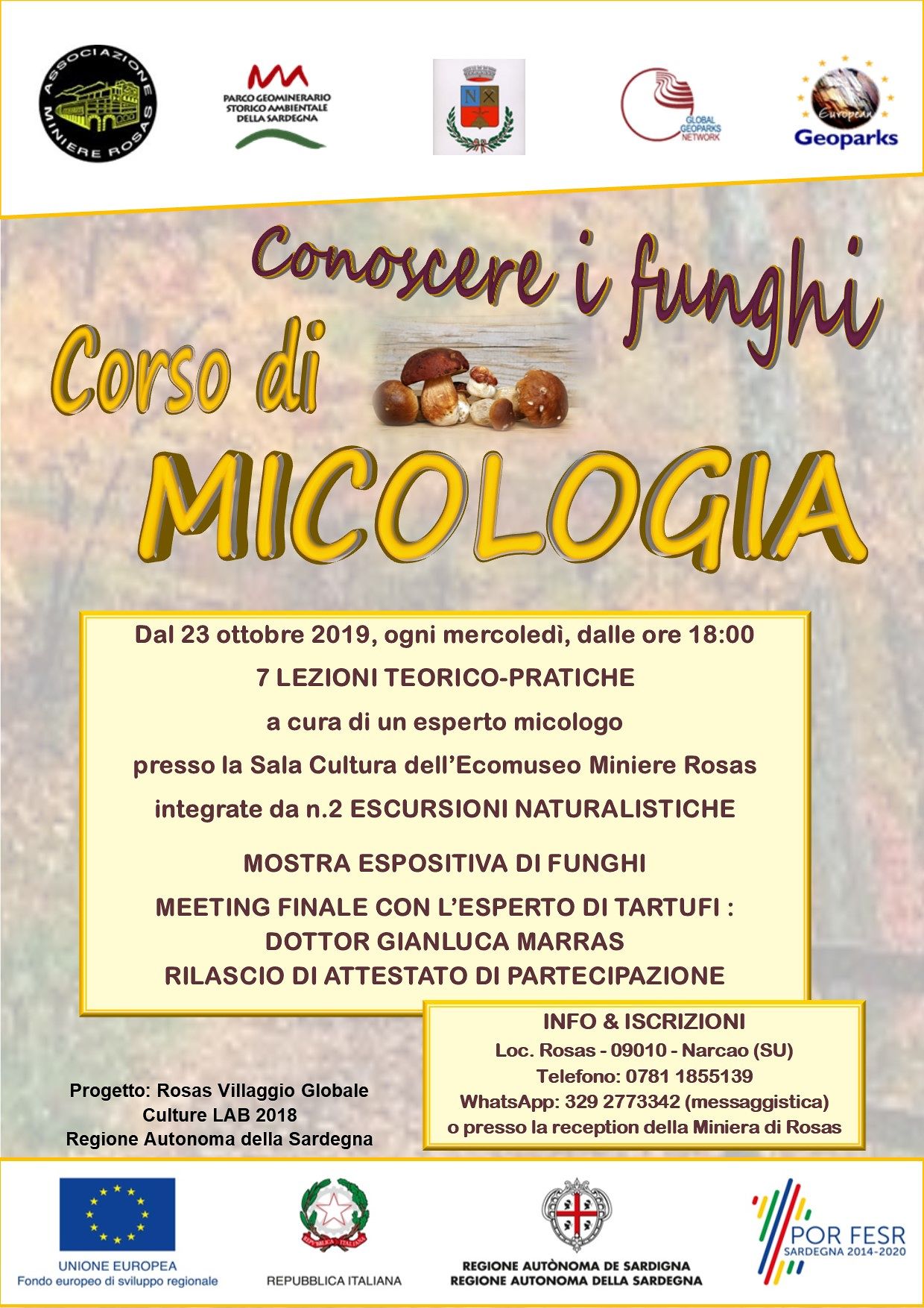 Corso di micologia nella miniera di Rosas