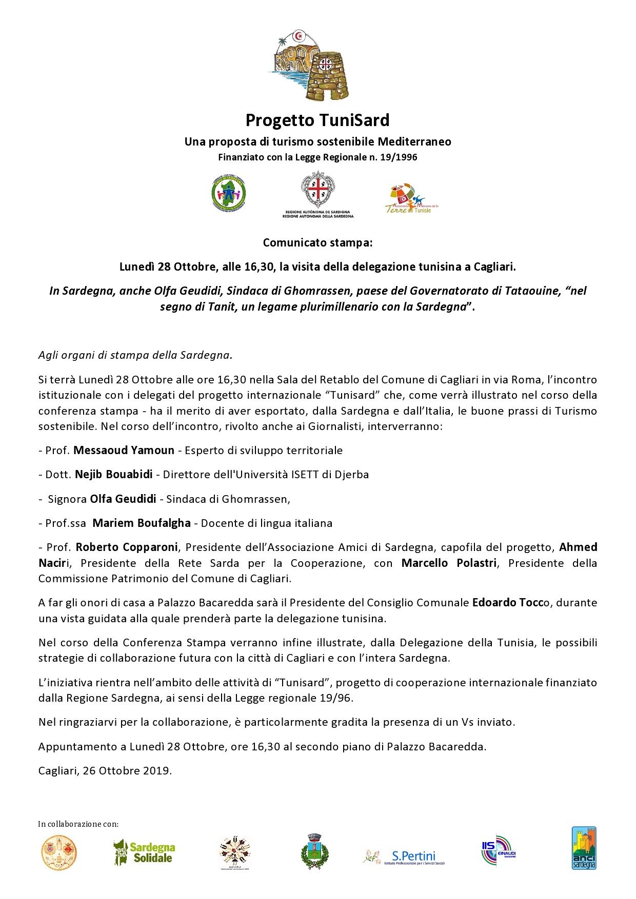 Visita delle Delegazione tunisina a Cagliari e Senorbi