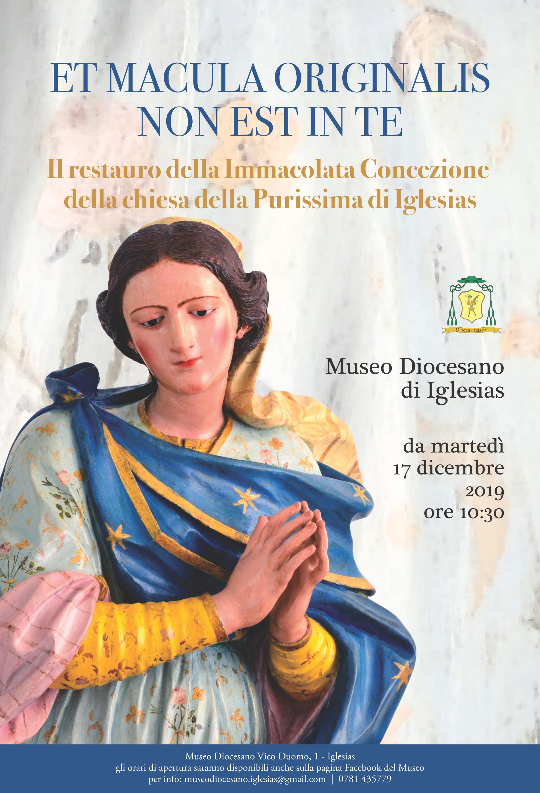 Il restauro del simulacro dell’Immacolata Concezione della chiesa ex gesuitica della Purissima di Iglesias