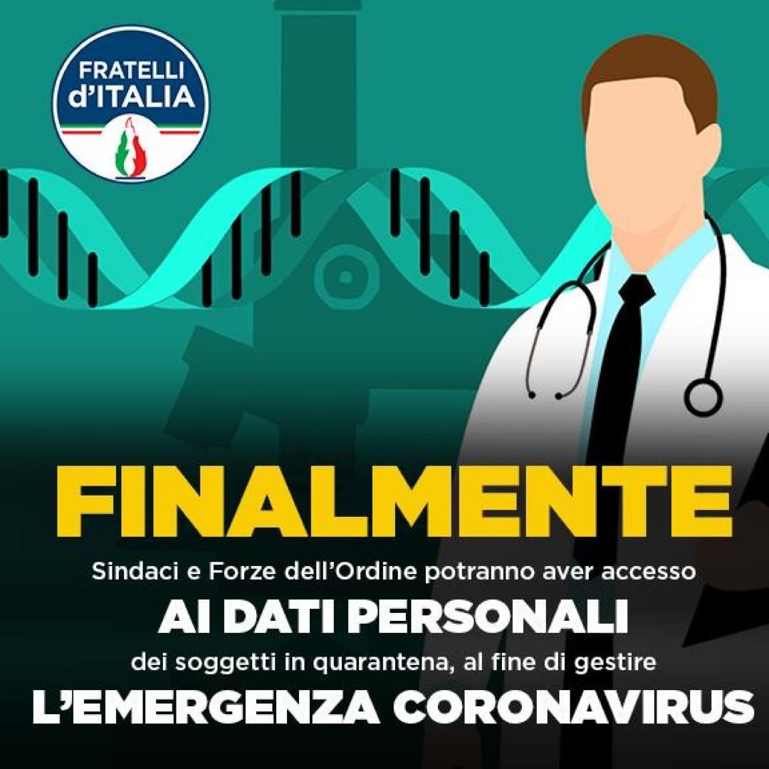 “Il Governo accoglie la richiesta: sindaci e forze dell’ordine avranno i dati delle persone in quarantena”