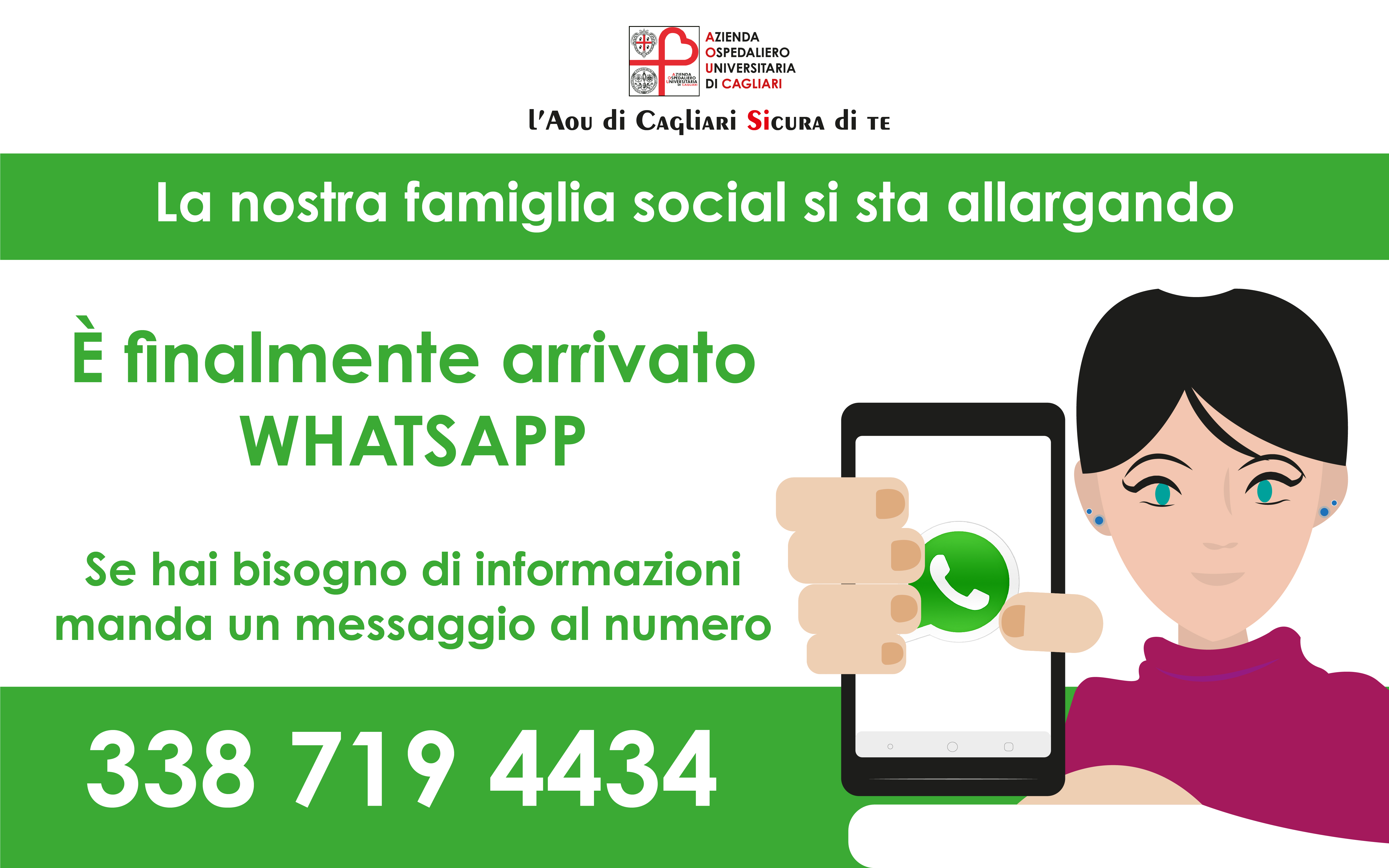 Cagliari, novità per comunicare con Policlinico e S. Giovanni di Dio: attivo il servizio whatsapp