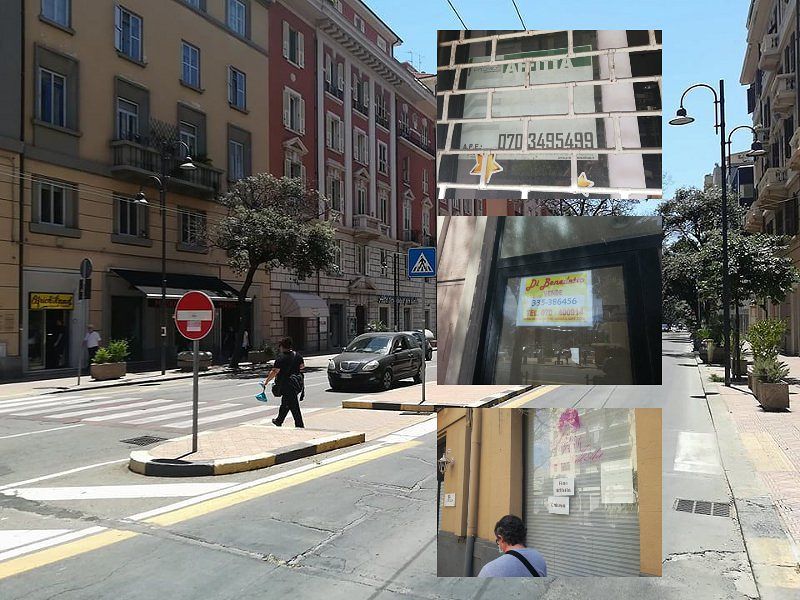 Cagliari, ben 35 negozi chiusi in via Dante: serrande e cartelli “affittasi” sepolti dalla polvere