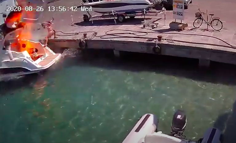 Esplode motoscafo durante il rifornimento, tre feriti – IL VIDEO