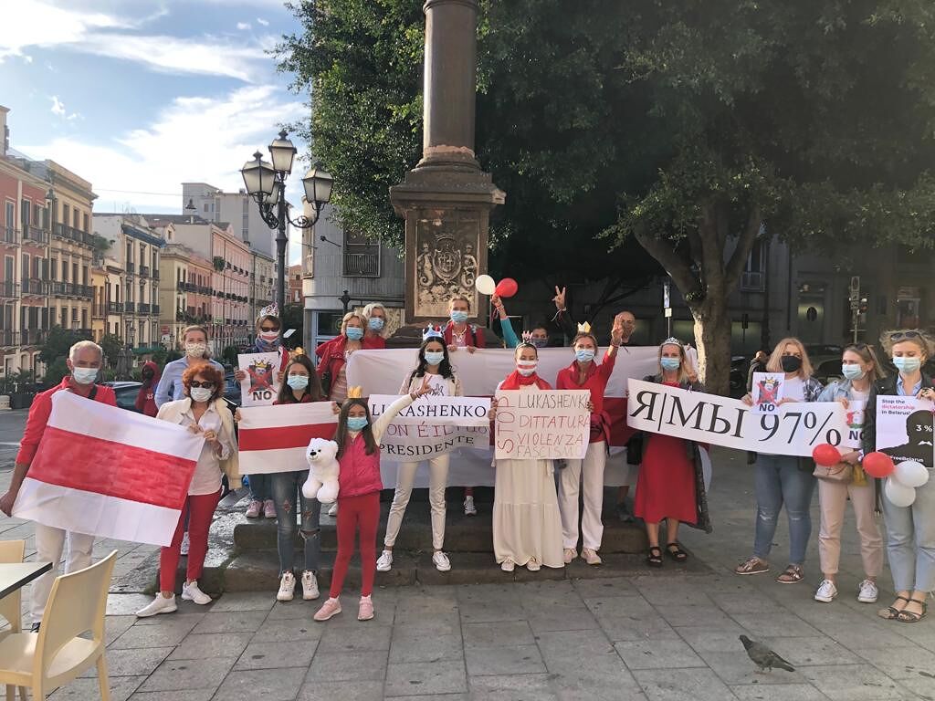 Cagliari, cittadini bielorussi in piazza contro il presidente Lukashenko
