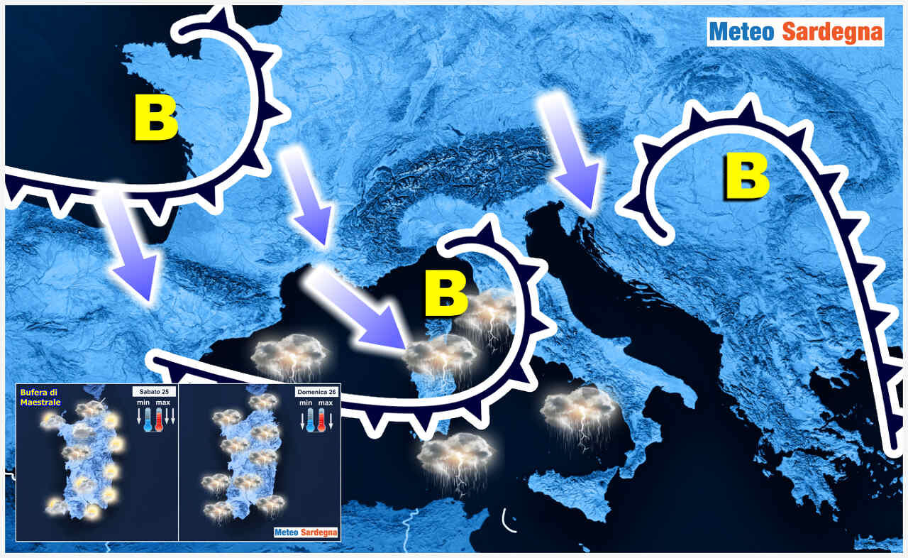 Sardegna, sarà il weekend della bufera di vento ma anche dei temporali con possibile grandine