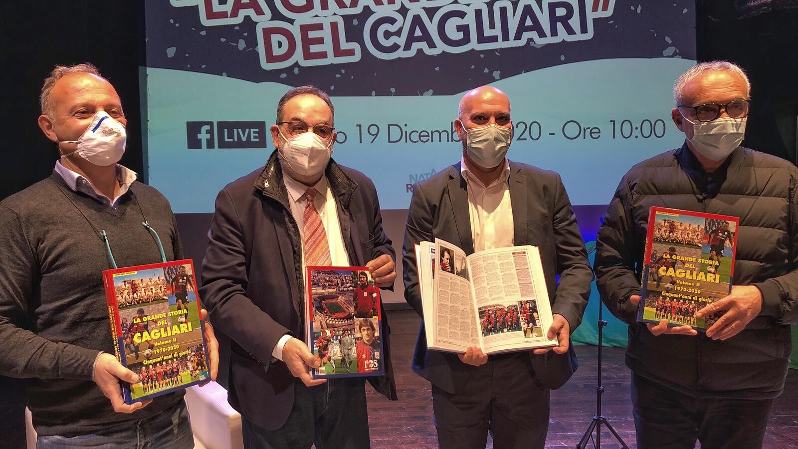 Il Covid non ferma “Natale Rossoblu 2020”: presentato il libro “La grande storia del Cagliari” a Monserrato
