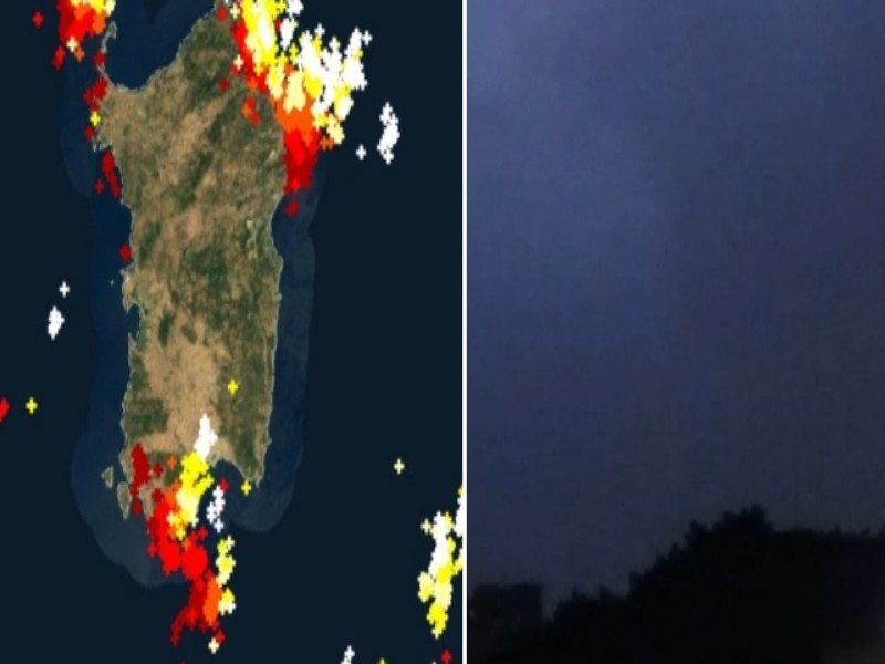 Maxi acquazzone e tempesta di fulmini su Cagliari, cielo illuminato a giorno (VIDEO)