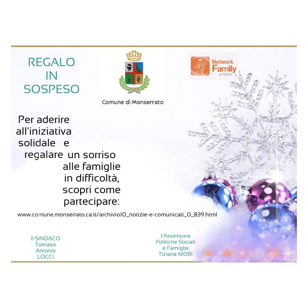 Un Regalo in Sospeso… Aspettando il Santo Natale a Monserrato