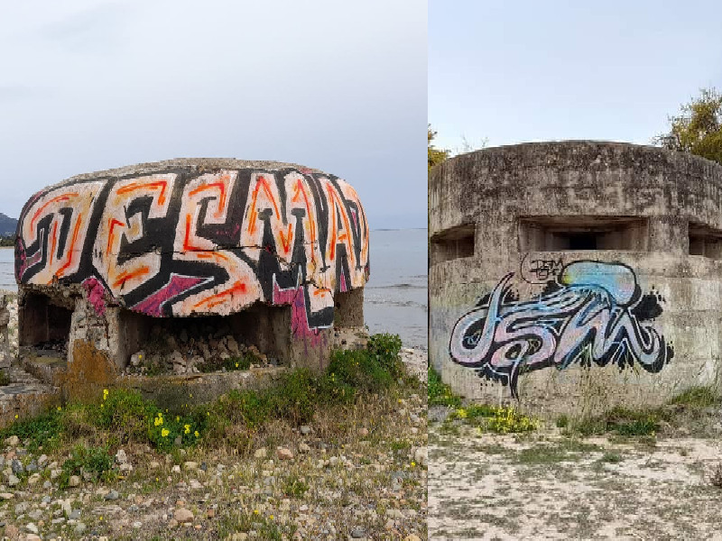 Quartu, imbrattati gli storici fortini nella spiaggia di Flumini: “Giovani scellerati che sfregiano la storia”