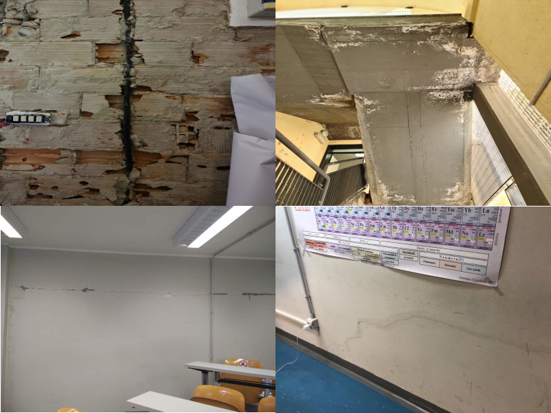 Cagliari, crepe e paura all’Università: “Ecco come sono ridotti corridoi e aule di Architettura e Scienze”