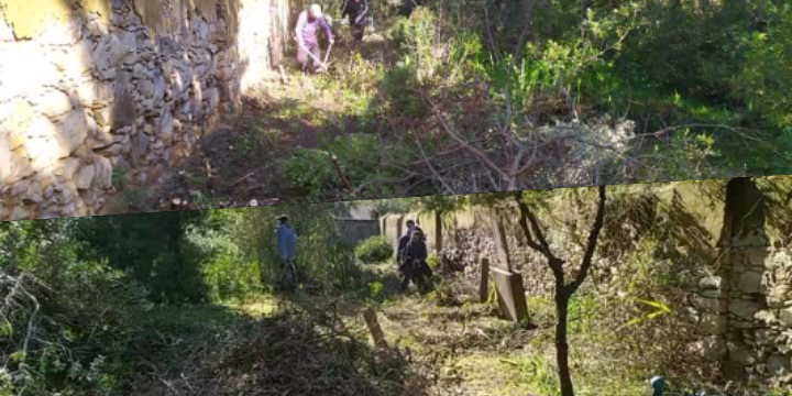 Serbariu, i cittadini ripuliscono da rami e sterpaglie il cimitero monumentale