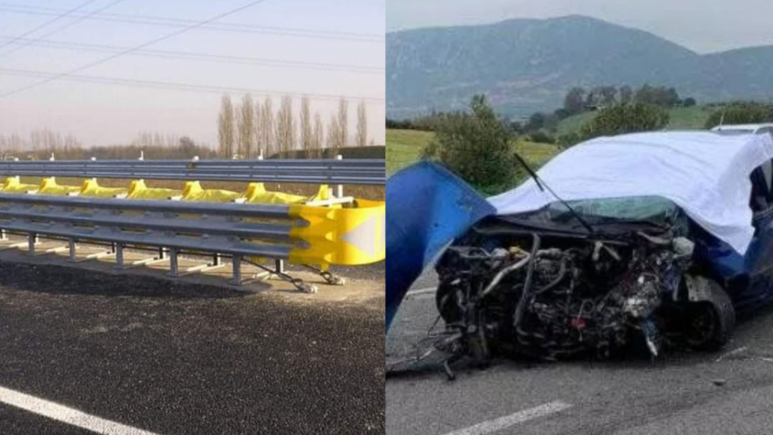 Uno spartitraffico sulla strada della morte fra Carbonia e Villamassargia