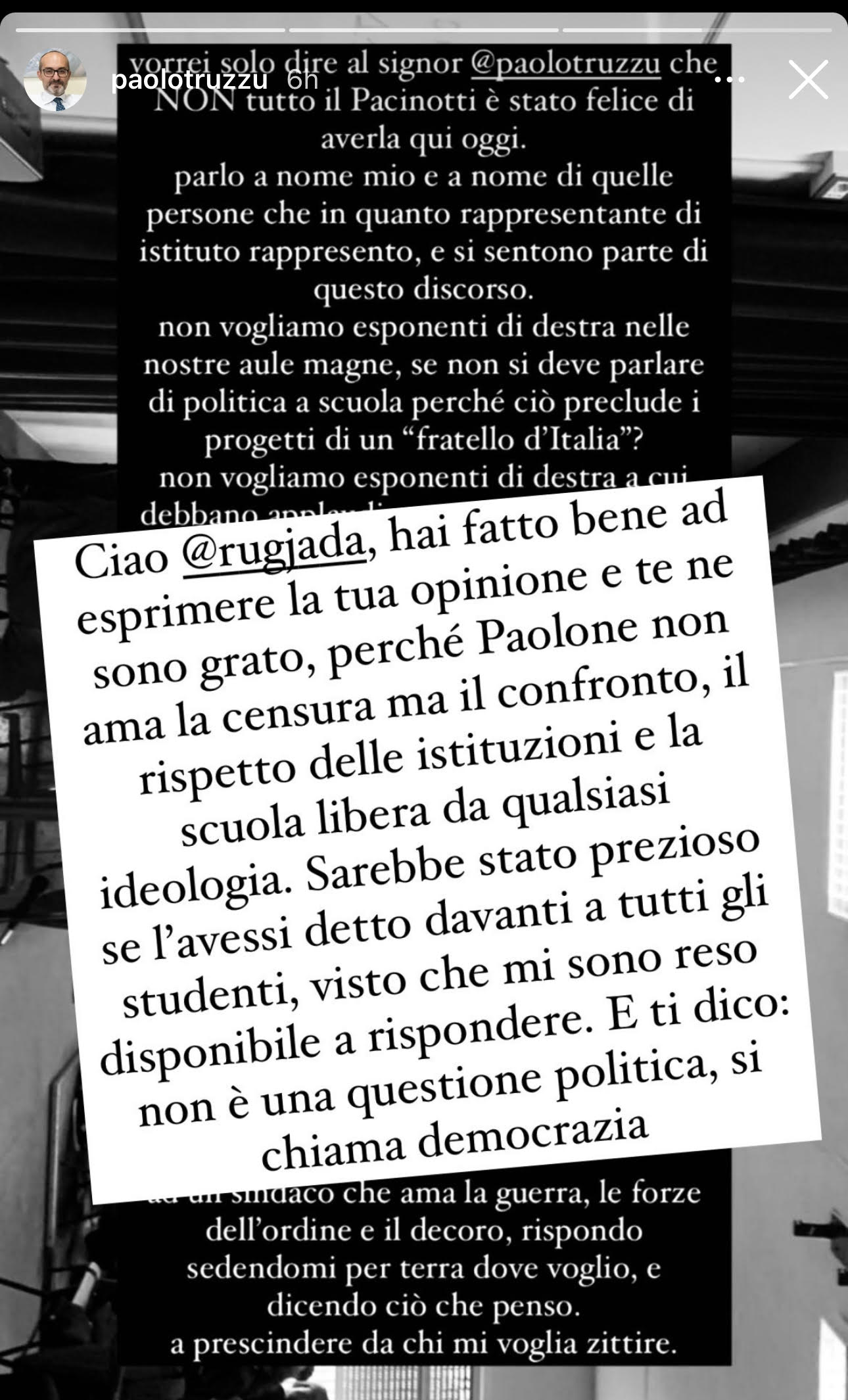 Cagliari, la rappresentante del Pacinotti a Truzzu: “Non vogliamo esponenti di destra”. Lui replica: “Si chiama democrazia”
