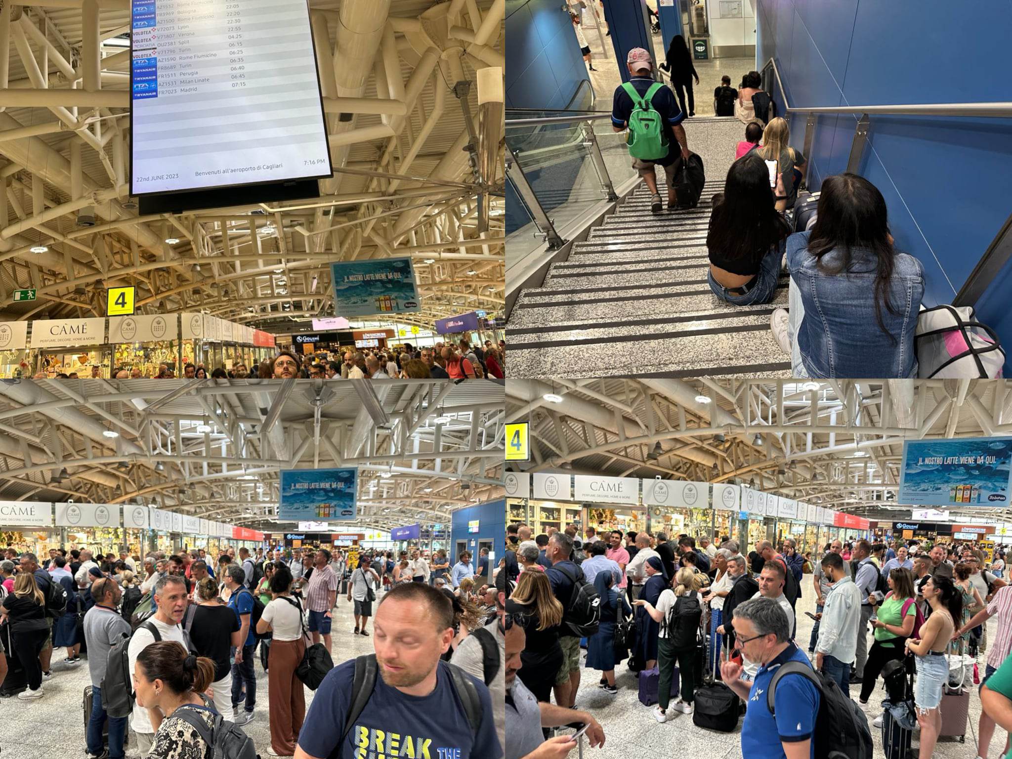 Delirio all’aeroporto di Elmas: migliaia di persone in attesa, zero posti a sedere e tutti gli aerei in ritardo