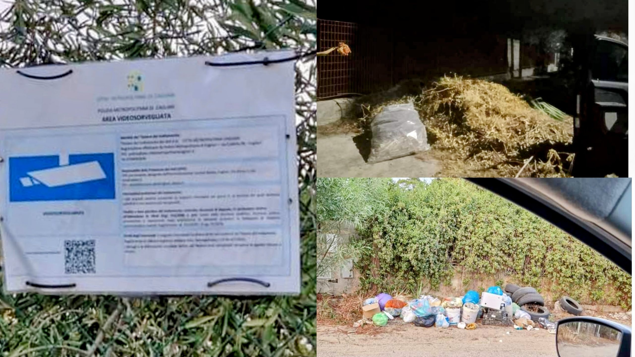 Solanas, sacchi di rifiuti abbandonati nonostante il cartello di zona videosorvegliata