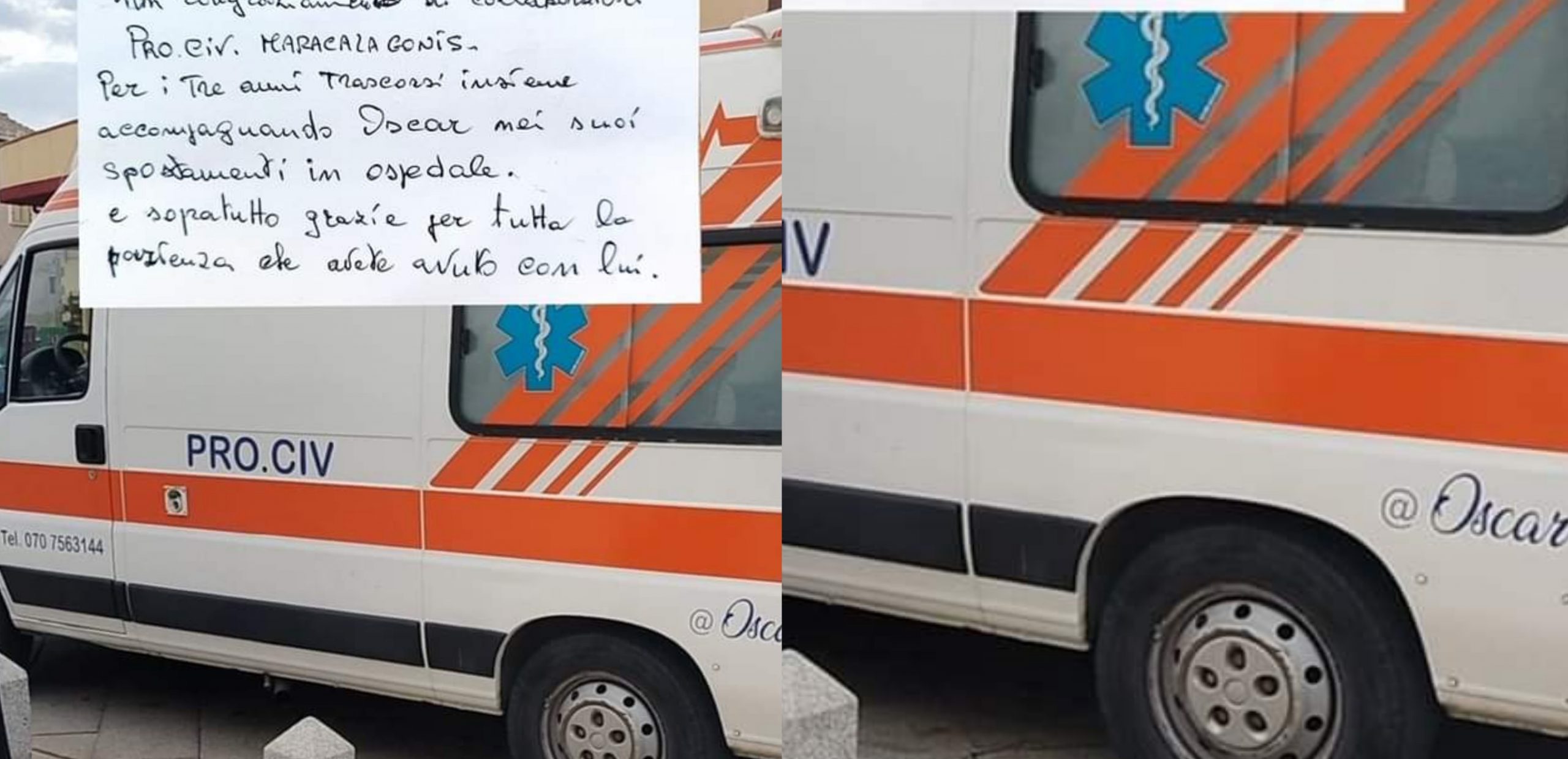 Maracalagonis: a un’ambulanza il nome di Oscar, paziente accompagnato per 3 anni in ospedale