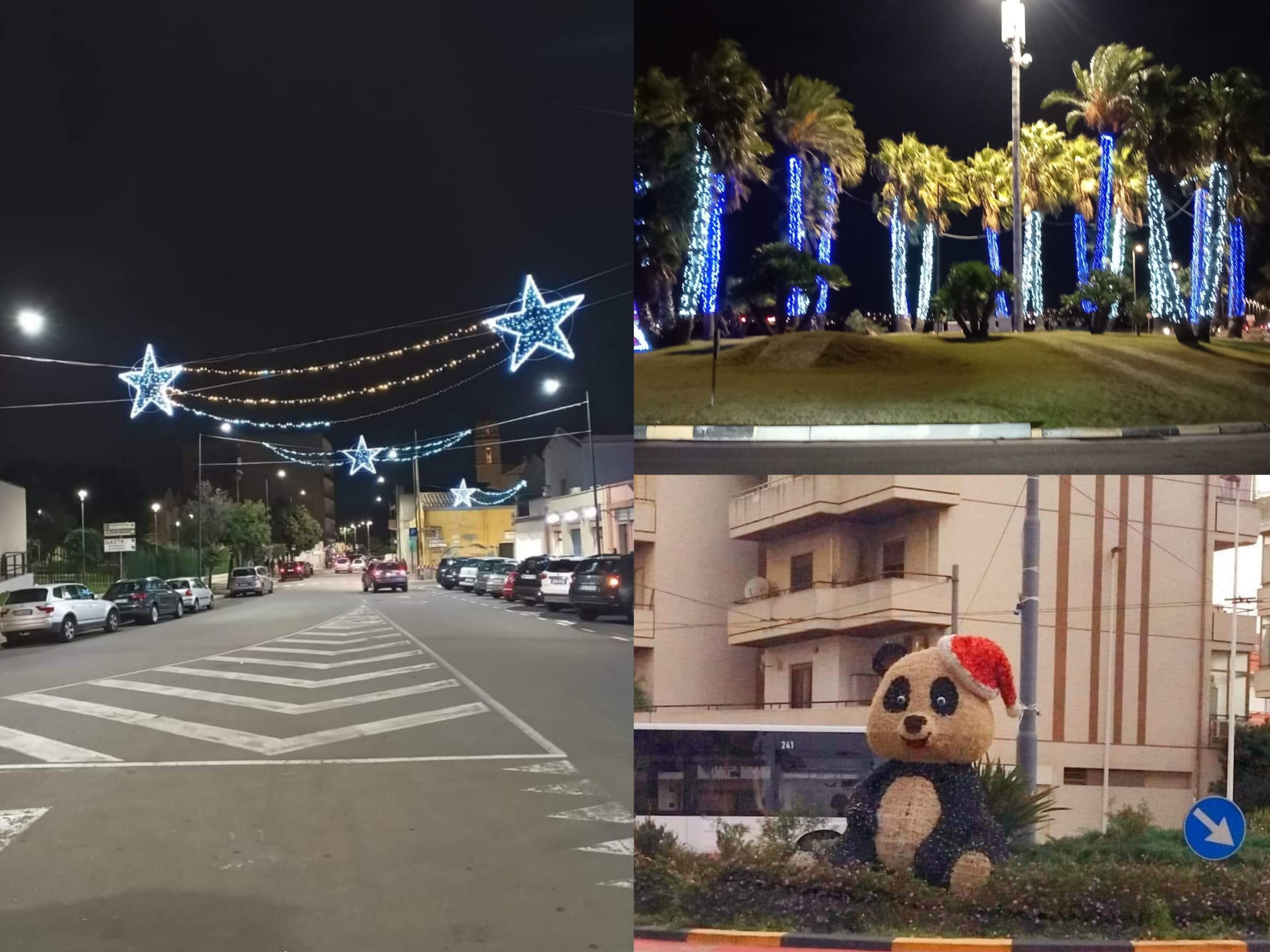Quartu, ecco le luminarie accese dal centro al litorale: c’è anche un panda sulla rotonda