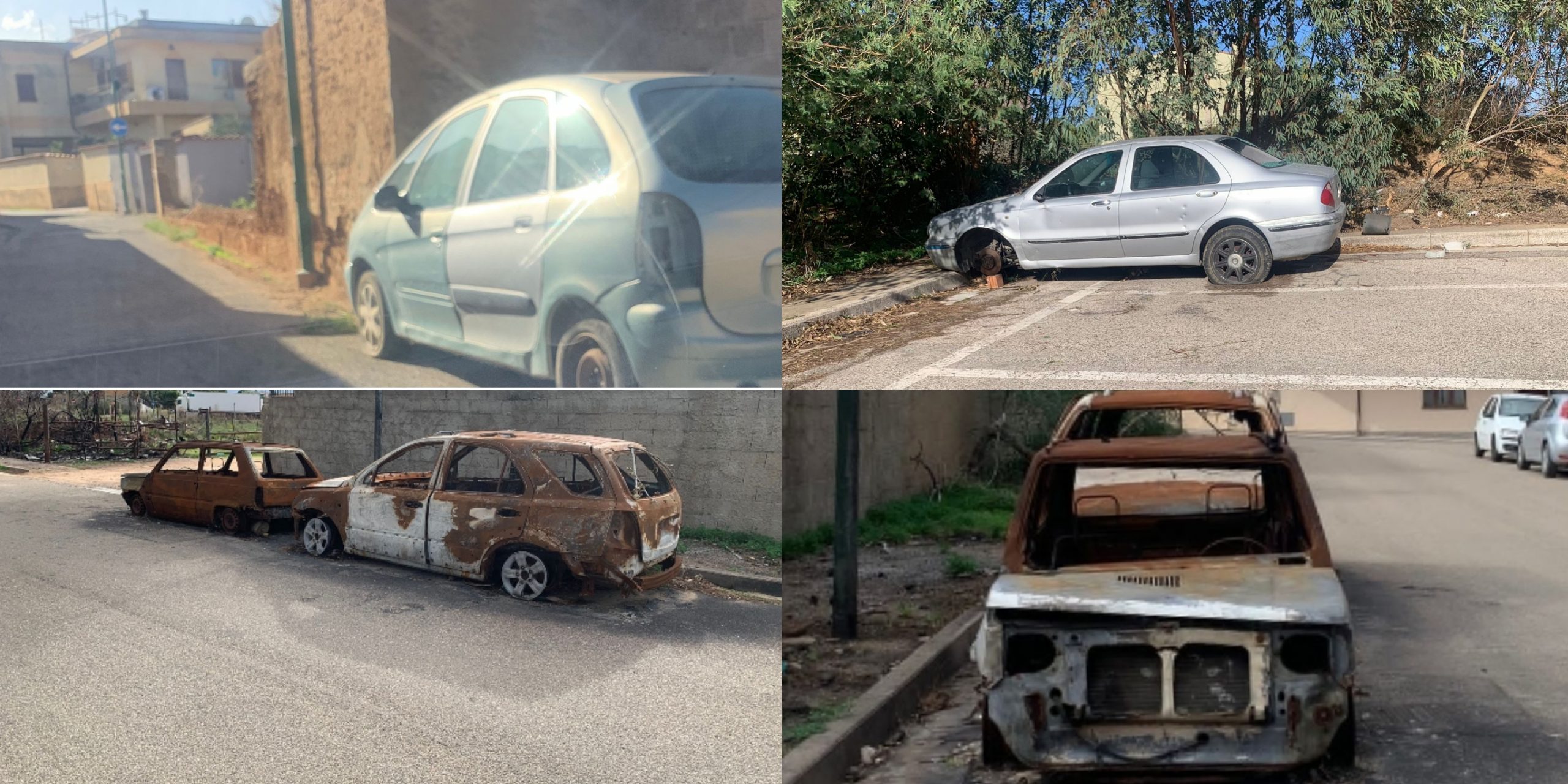 Un cimitero di auto abbandonate per le vie del centro a Capoterra