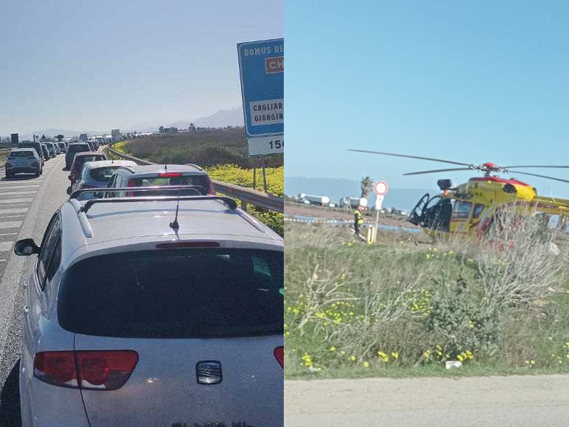 Pauroso schianto frontale sulla Ss 195, 3 feriti gravi: in azione ambulanze e elisoccorso