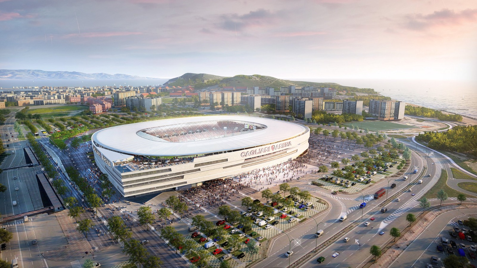 Cagliari, ecco la nuova Sant’Elia: con lo stadio anche il museo, la galleria commerciale e la mediateca