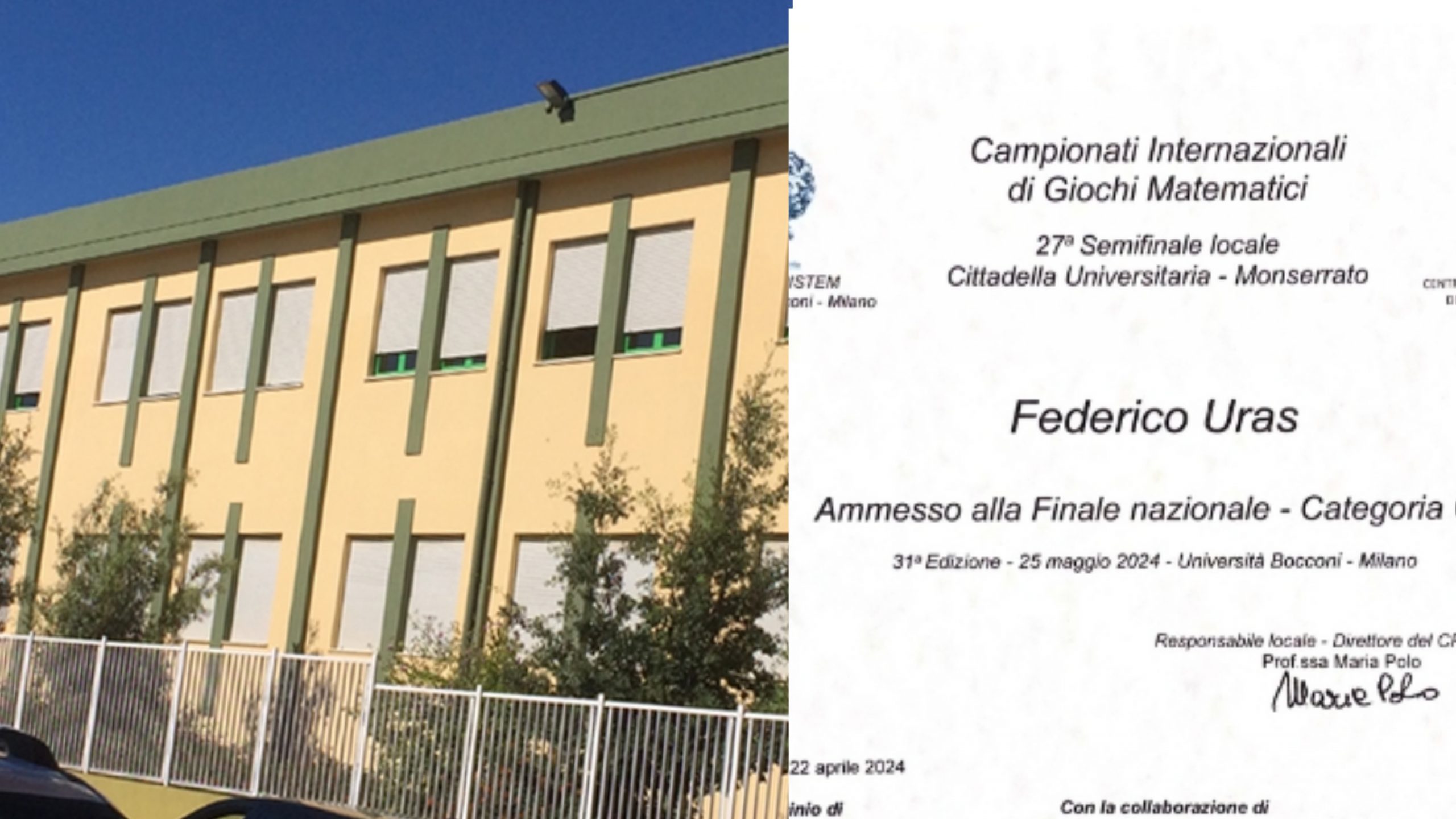 Sinnai, Federico Uras dell’Istituto Comprensivo in finale ai Giochi Matematici dell’Università Bocconi di Milano