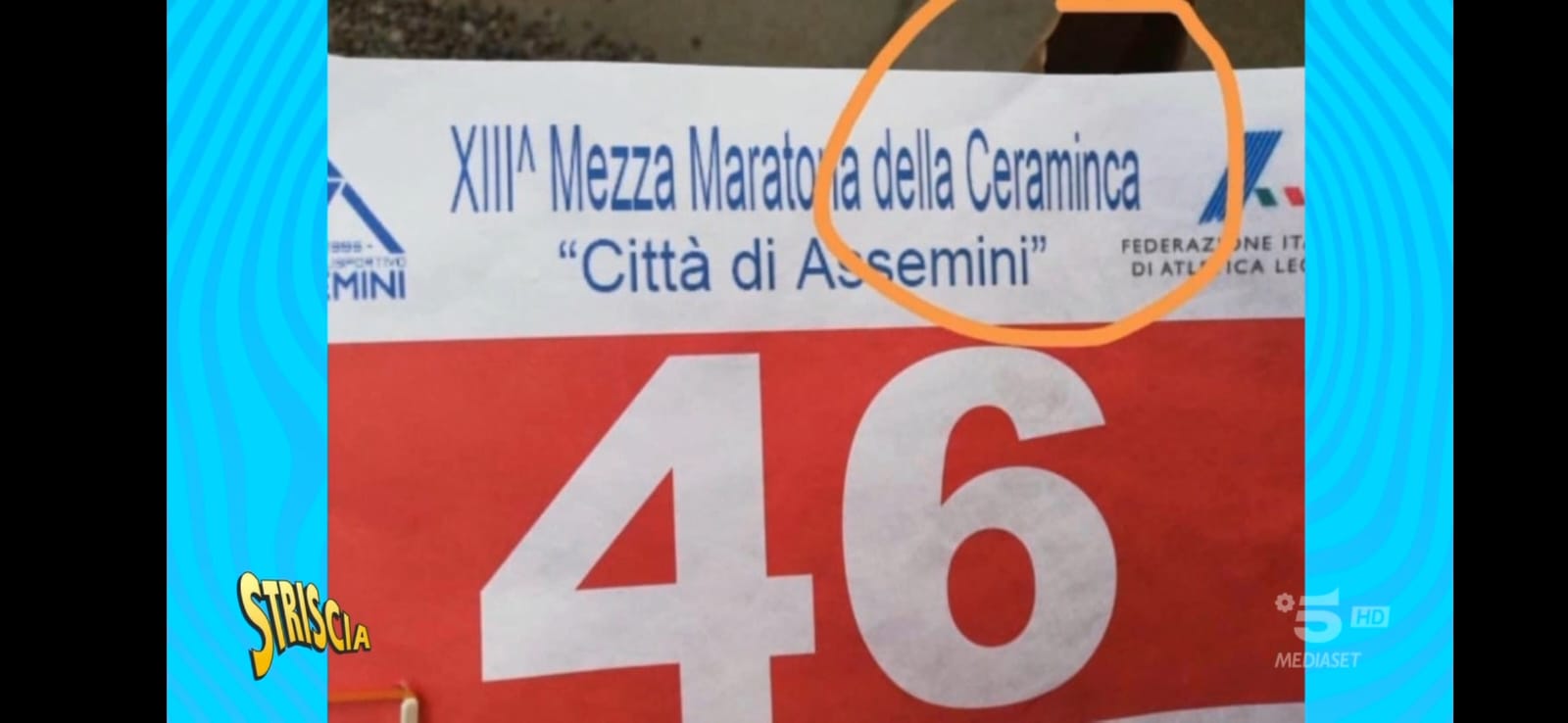 A Striscia la Notizia la “N” di troppo della mezza maratona della Ceramica di Assemini