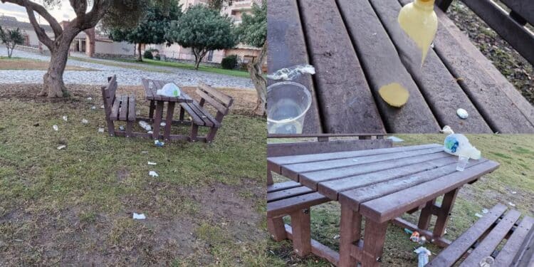 Buffet sotto le stelle ad Assemini, e i rifiuti? Tutti in terra