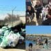 Cagliari, cumuli di rifiuti raccolti dalla spiaggia della Diga Foranea