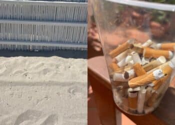 Poetto, fumatori maleducati gettano le cicche nella sabbia: 1400 mozziconi raccolti in due mattine