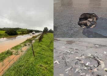 Strade allagate, asfalto che si sgretola e fogne che saltano: i primi disagi causati dal maltempo nel Sud Sardegna