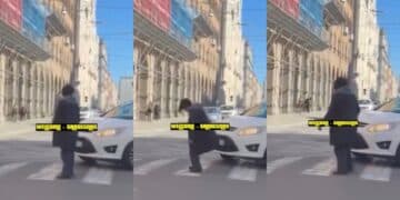 Cagliari, sfida le auto in via Roma bloccando il traffico: “Aiutatela”