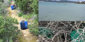 Discarica abusiva tra la vegetazione di Porto Pino: trovati bidoni contenenti olio esausto