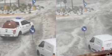 Grandine e tuoni, bomba d’acqua ad Ozieri: le strade si trasformano in fiumi in piena