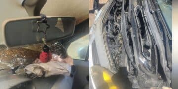 Carbonia, l’auto prende fuoco durante la marcia: donna soccorsa dai residenti