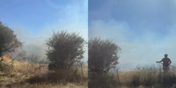 Decimoputzu, uomini e donne tentano di spegnere il rogo che minaccia l’ippodromo: fiamme alte a due passi dai cavalli (VIDEO)