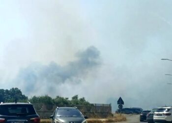 Carbonia, grosso incendio a ridosso delle case: fiamme alte alimentate dal forte vento minacciano anche l’ospedale Sirai