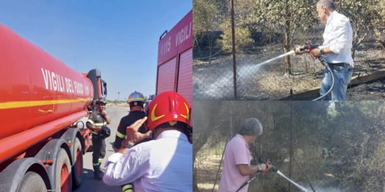Incendio tra Selargius e Monserrato, in campo anche i sindaci Locci e Concu per spegnere le fiamme