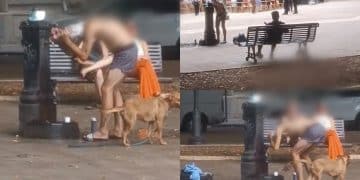 Il degrado in Piazza del Carmine: barba, capelli e doccia anche durante gli spettacoli