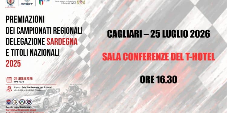 A Cagliari le premiazioni dei campionati regionali Aci Sport Sardegna e dei titoli nazionali 2025