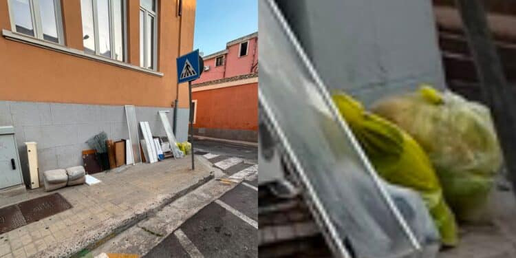 Pirri, gli incivili non si fermano davanti a nulla: rifiuti abbandonati all’ingresso della Municipalità