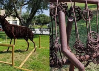 Uta, il cervo arrugginito per Tore Ena rimosso dal centro del paese
