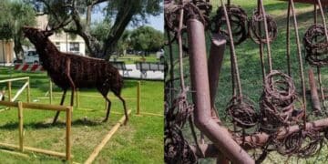 Uta, il cervo arrugginito per Tore Ena rimosso dal centro del paese
